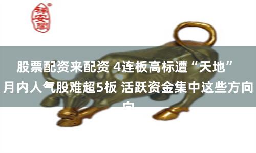 股票配资来配资 4连板高标遭“天地” 月内人气股难超5板 活跃资金集中这些方向